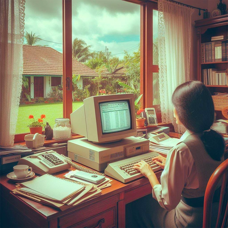 working from home in the 1990s