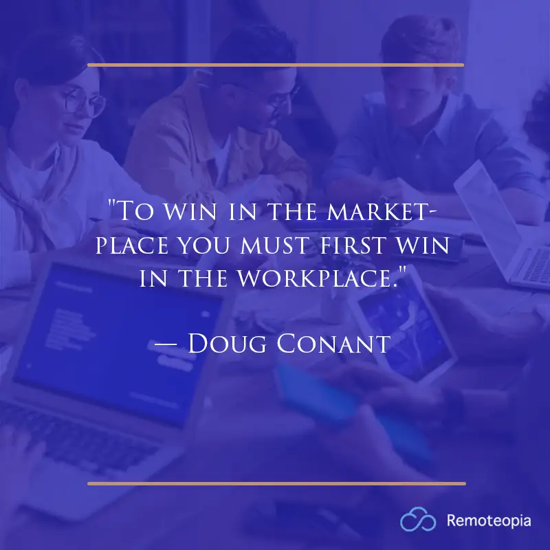 work culture quote - "To win in the marketplace you must first win in the workplace."
— Doug Conant